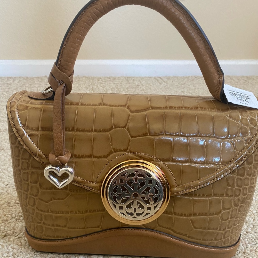 Brighton Klara medium satchel toast handbag from the Ferrara collection